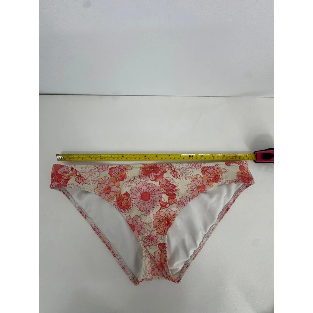 Shade & Shore Womens Floral Bikini Bottoms Pink Orange White Swim‎ Briefs Sz L